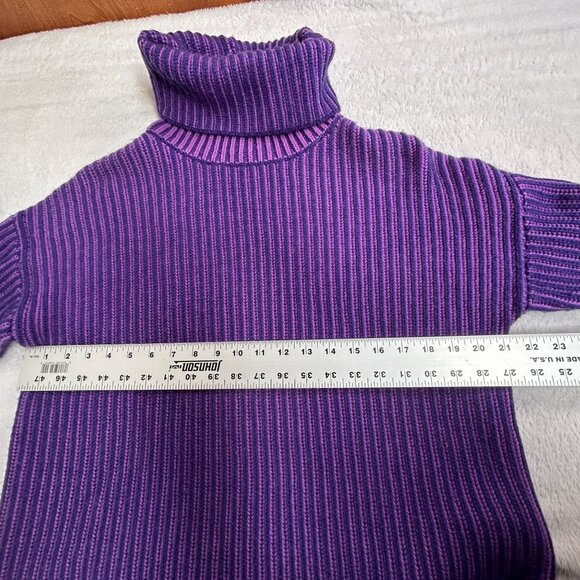 Naadam Womens Purple Pink Striped Wool Cashmere Blend Turtleneck Sweater Small - Picture 7 of 8